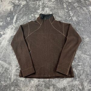Mountain Hardwear Full Zip Mock Neck Jacket Wool Blend Brown Women's M Outdoor